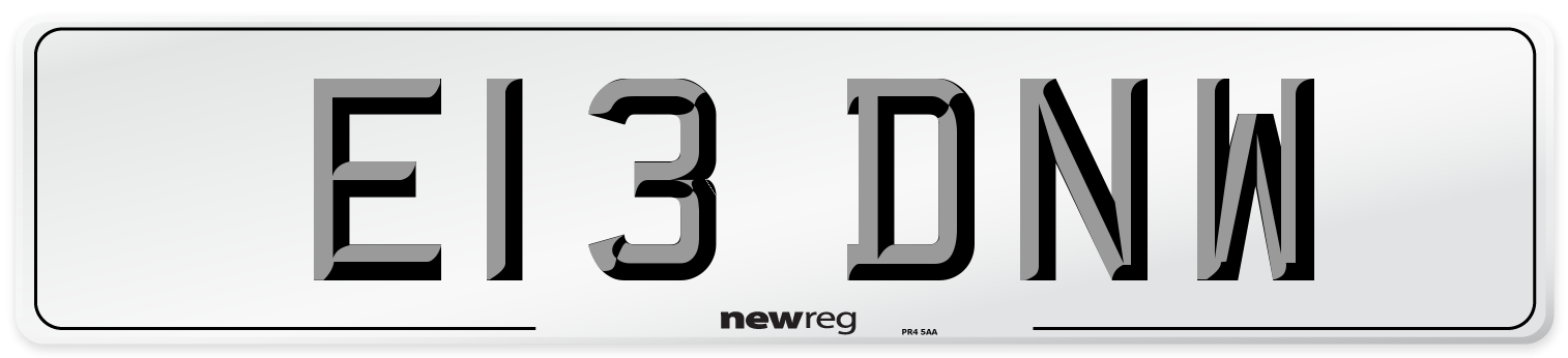 E13 DNW Number Plate from New Reg